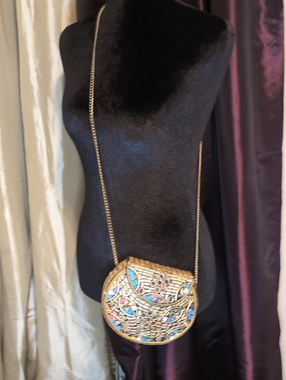 Ramla Rio Gold Embellished Mosaic Crossbody Bag